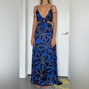 Navy blue floral maxi vacation dress Maaji